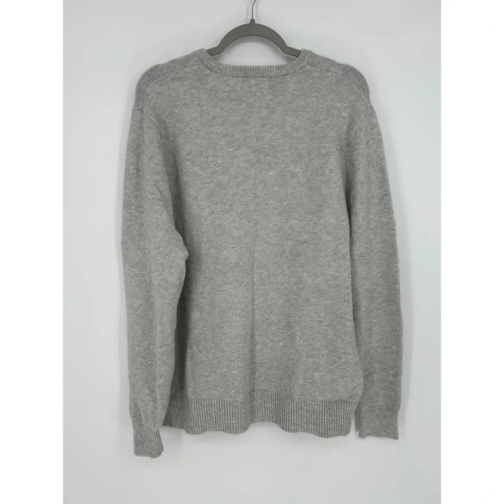 Goodfellow & Co Mens L Gray Crewneck Sweater Dog Santa Hat Christmas Normcore